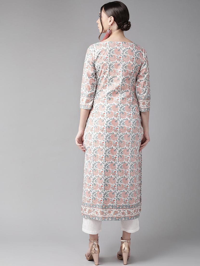 floral straight kurta - 17434074 - Zoom Image - 4