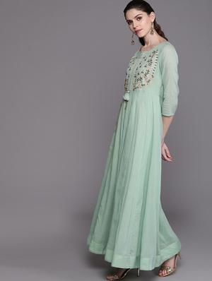 embroidered anarkali kurta with dupatta - 17434076 - Standard Image - 2