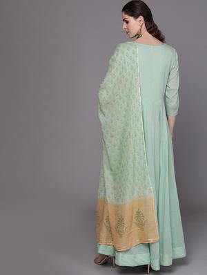 embroidered anarkali kurta with dupatta - 17434076 - Standard Image - 3