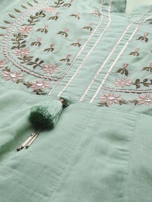 embroidered anarkali kurta with dupatta - 17434076 - Standard Image - 5