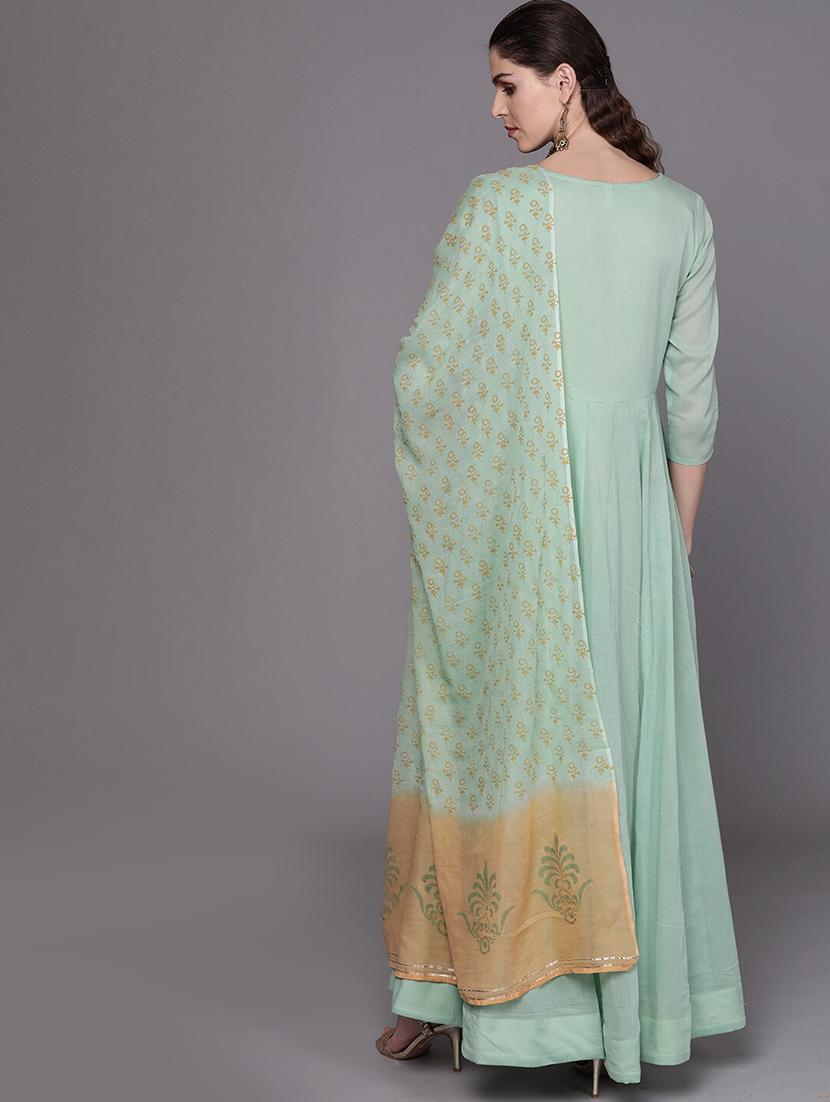 embroidered anarkali kurta with dupatta - 17434076 - Zoom Image - 3