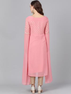 foil print slit sleeves straight kurta - 17434105 - Standard Image - 3