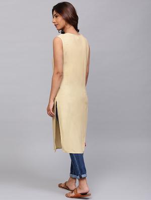color block straight kurta - 17434166 - Standard Image - 4