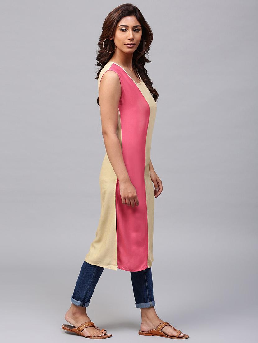 color block straight kurta - 17434166 - Zoom Image - 2