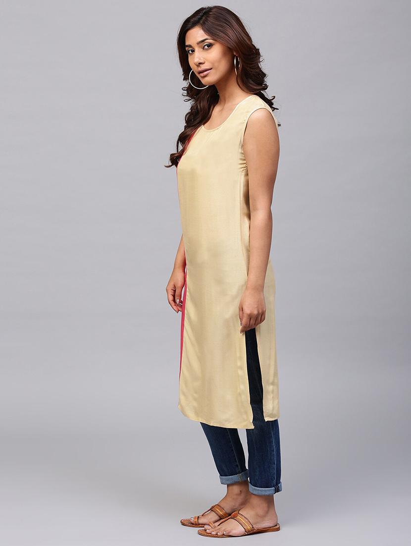 color block straight kurta - 17434166 - Zoom Image - 3