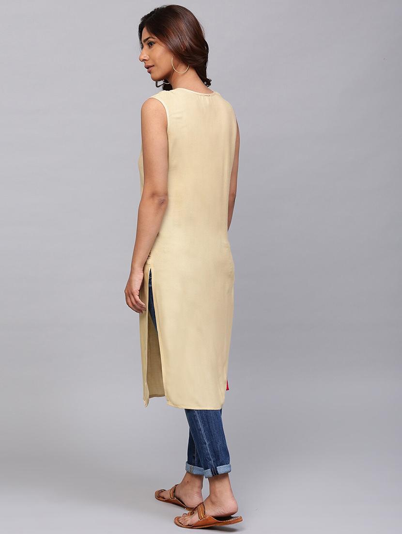 color block straight kurta - 17434166 - Zoom Image - 4