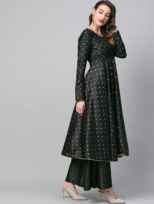 golden woven anarkali kurta - 17434246 - Standard Image - 2