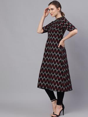 ikat a-line kurta - 17434276 - Standard Image - 3