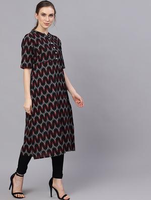 ikat a-line kurta - 17434276 - Standard Image - 4