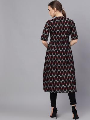 ikat a-line kurta - 17434276 - Standard Image - 5
