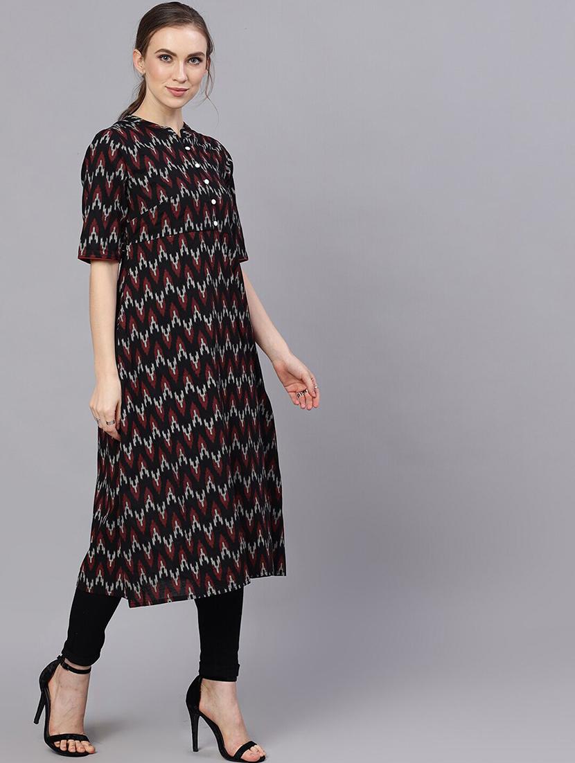 ikat a-line kurta - 17434276 - Zoom Image - 4