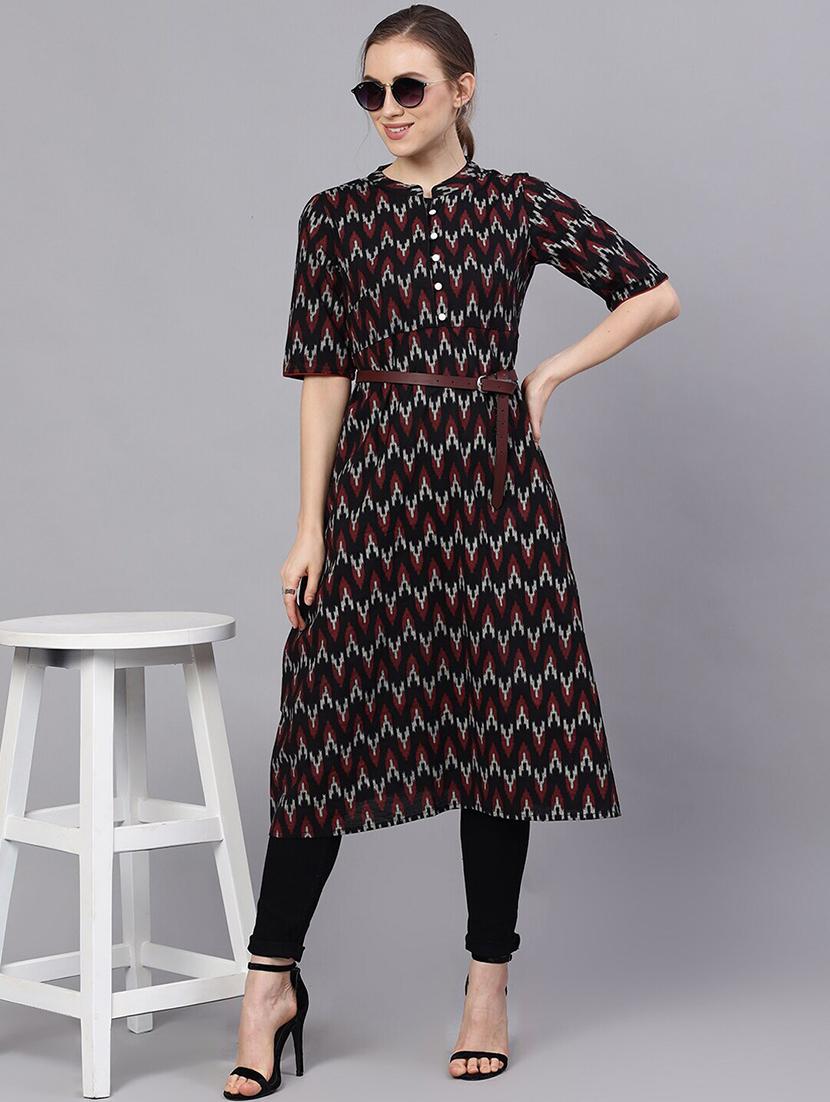 ikat a-line kurta - 17434276 - Zoom Image - 6