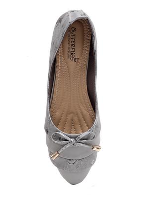 grey pu slip on ballerina - 17434317 - Standard Image - 4