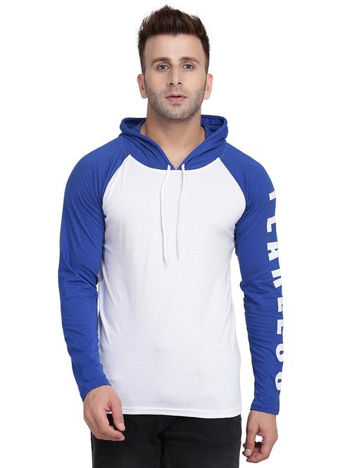 white printed color block hooded t-shirt - 17434368 - Standard Image - 1