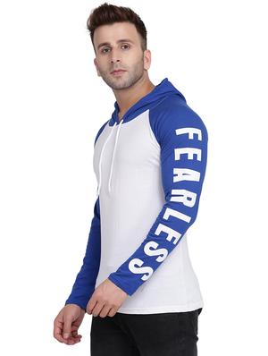 white printed color block hooded t-shirt - 17434368 - Standard Image - 2