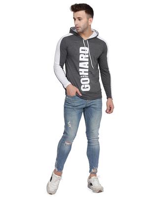 grey printed hooded t-shirt - 17434370 - Standard Image - 5
