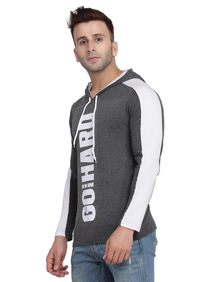 grey printed hooded t-shirt - 17434370 - Zoom Image - 2