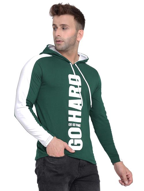 green printed hooded t-shirt - 17434371 - Very Small Image - 1
