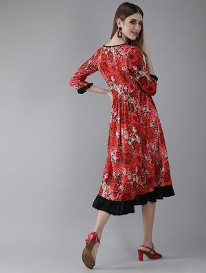 round neck floral a-line dress - 17434386 - Standard Image - 2
