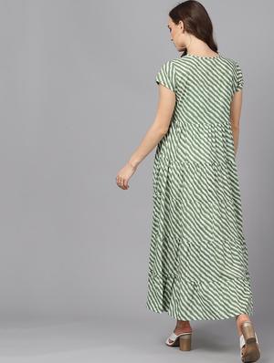 round neck striped flared dress - 17434410 - Standard Image - 4