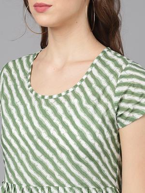 round neck striped flared dress - 17434410 - Standard Image - 6