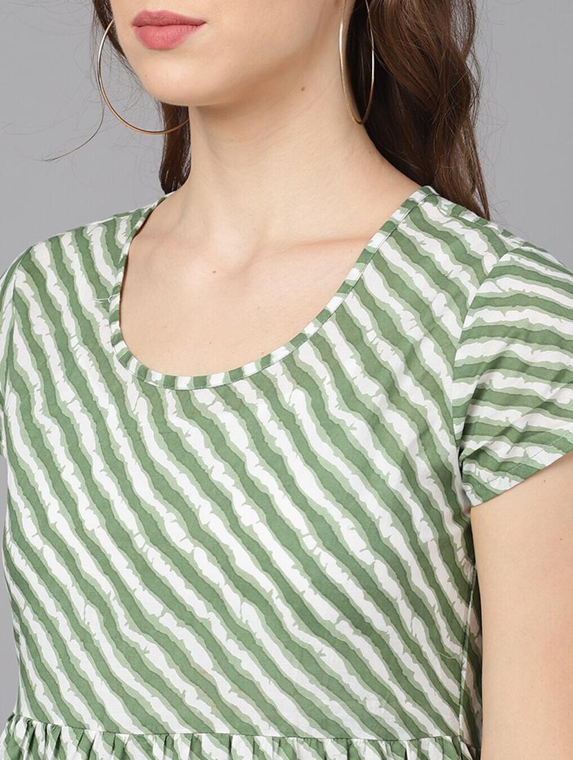 round neck striped flared dress - 17434410 - Zoom Image - 6