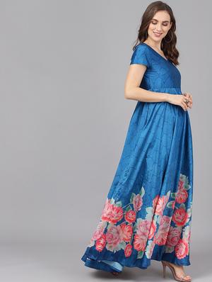 v-neck floral maxi dress - 17434411 - Standard Image - 2