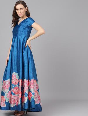 v-neck floral maxi dress - 17434411 - Standard Image - 3