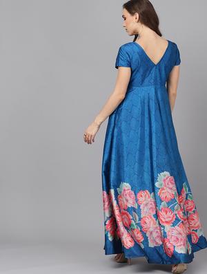 v-neck floral maxi dress - 17434411 - Standard Image - 4