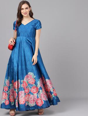 v-neck floral maxi dress - 17434411 - Standard Image - 5