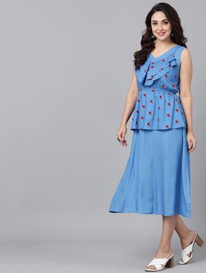 floral print panel layered dress - 17434419 - Standard Image - 2