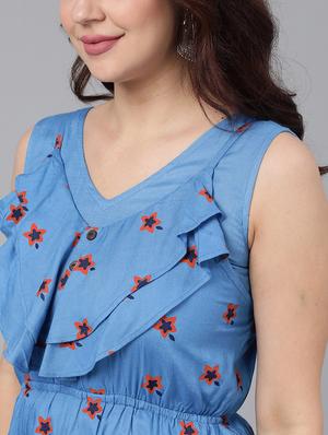 floral print panel layered dress - 17434419 - Standard Image - 5