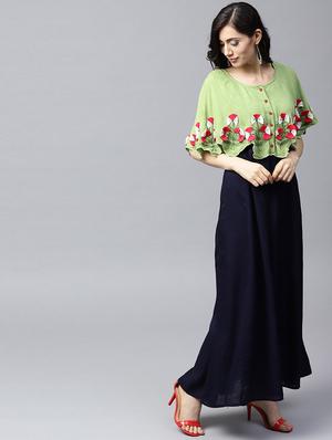 cape sleeves maxi dress - 17434448 - Standard Image - 4