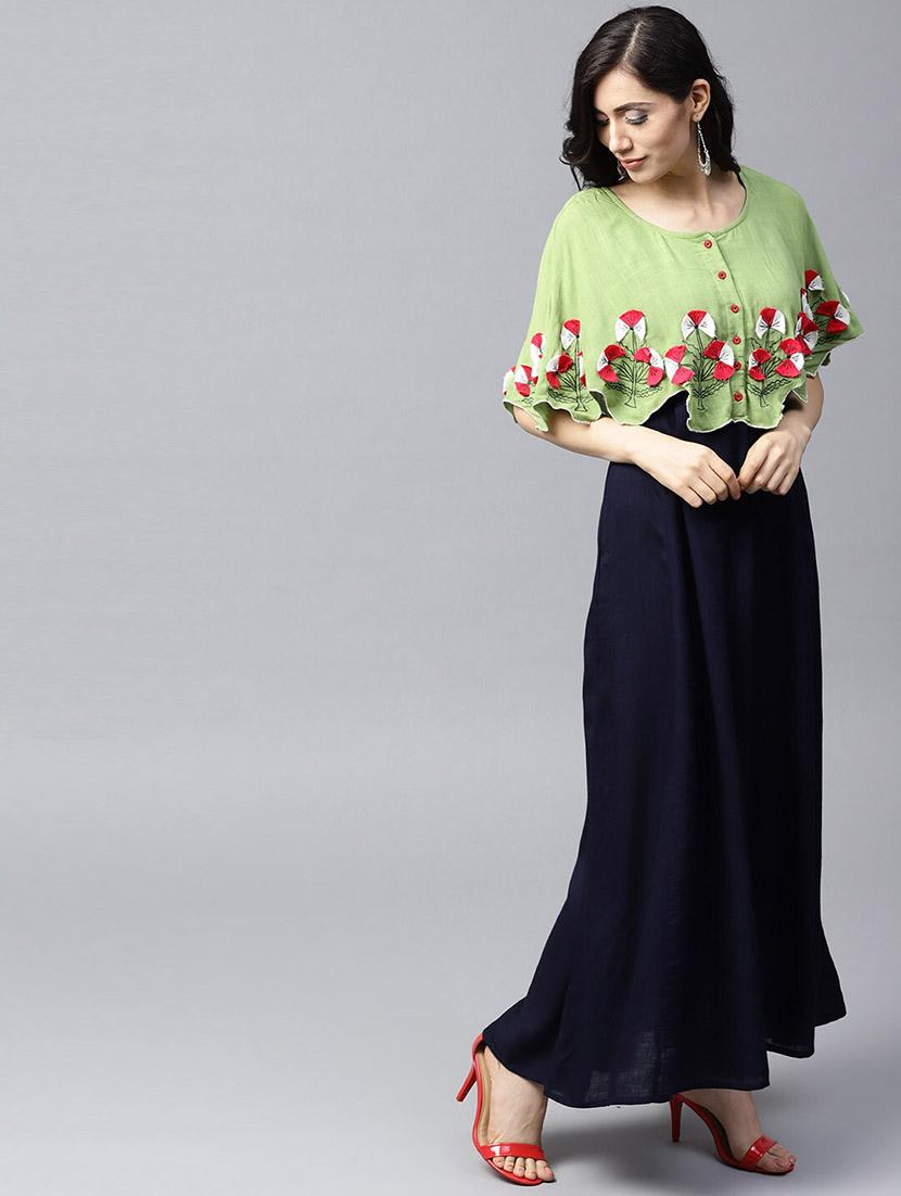 cape sleeves maxi dress - 17434448 - Zoom Image - 4