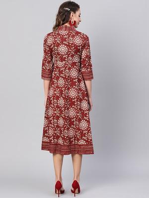 overlap neck floral wrap dress - 17434516 - Standard Image - 3