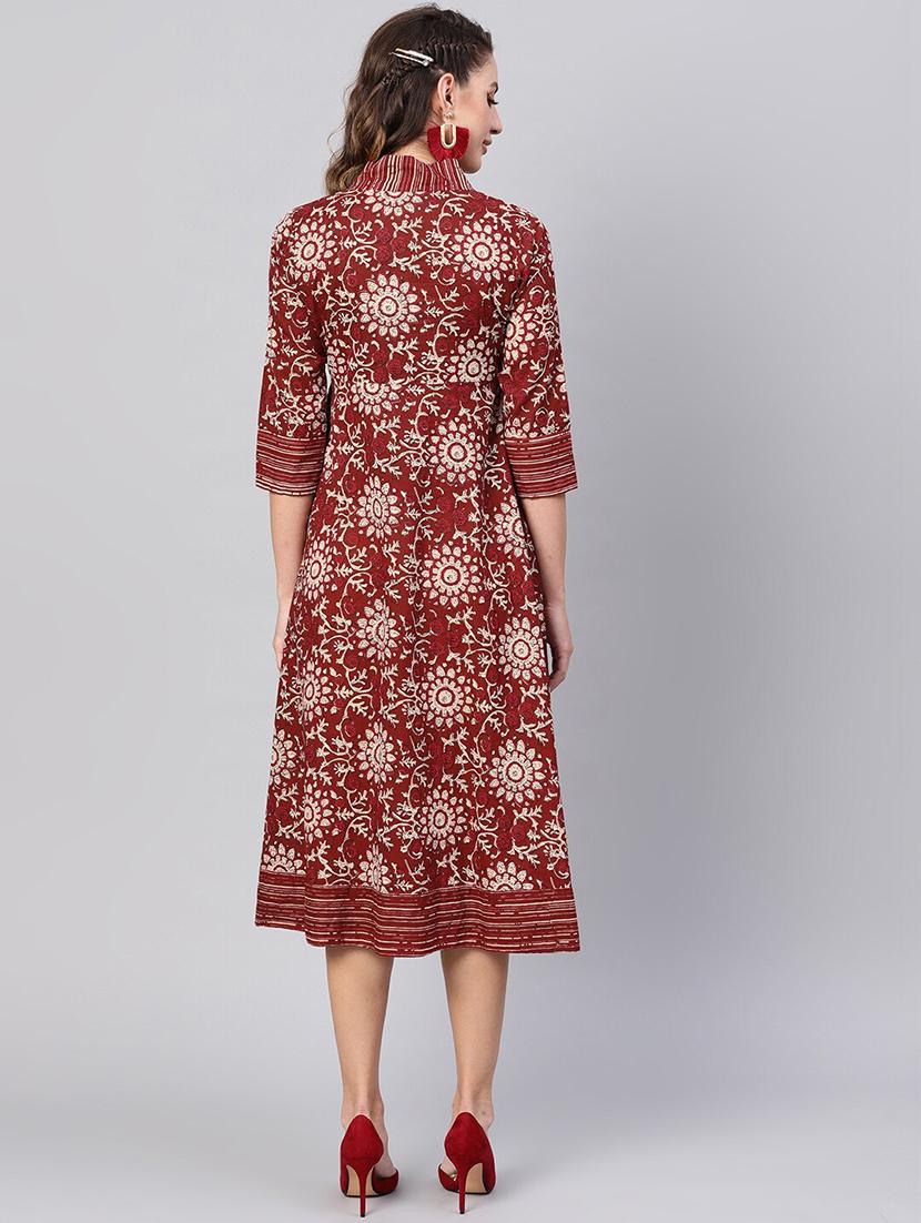 overlap neck floral wrap dress - 17434516 - Zoom Image - 3