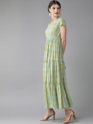 green viscose maxi dress - 17434570 - Standard Image - 2