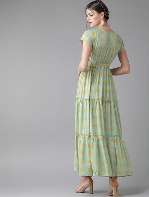 green viscose maxi dress - 17434570 - Standard Image - 3