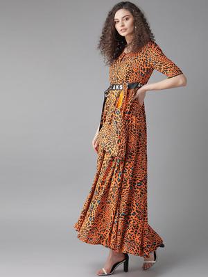 orange viscose maxi dress - 17434574 - Standard Image - 2