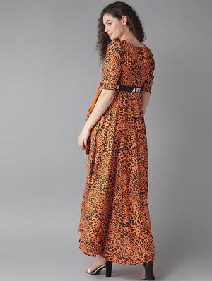 orange viscose maxi dress - 17434574 - Standard Image - 3