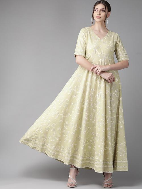 beige cotton maxi dress - 17434601 - Standard Image - 1