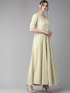 beige cotton maxi dress - 17434601 - Standard Image - 2