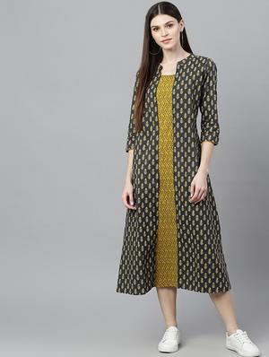 color block printed a-line dress - 17434663 - Standard Image - 2