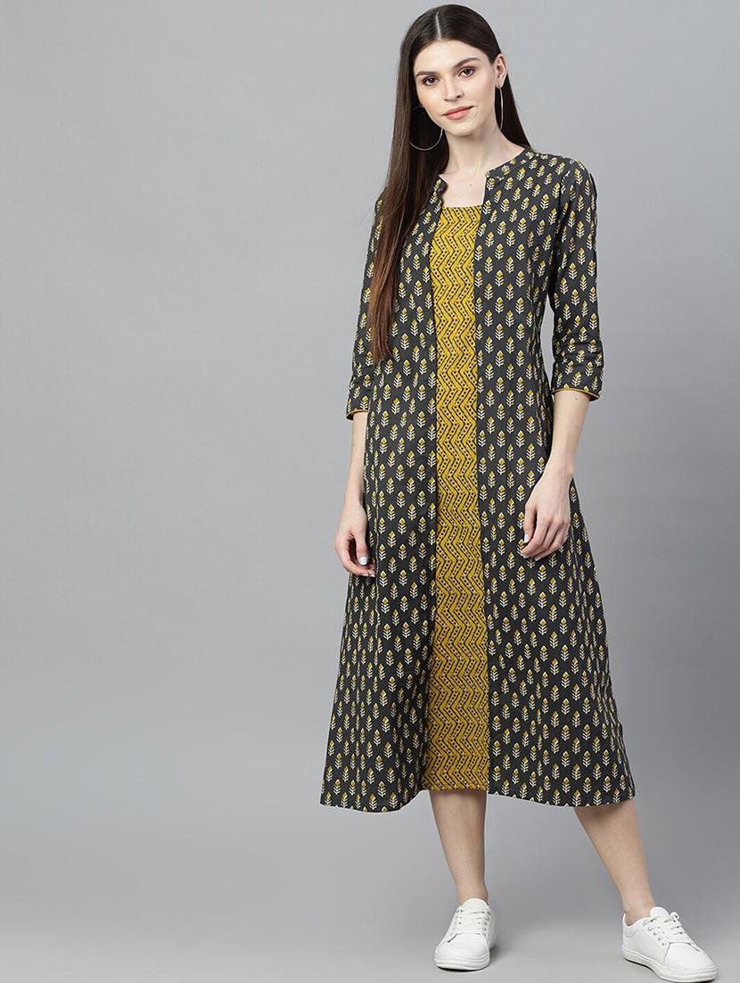 color block printed a-line dress - 17434663 - Zoom Image - 2