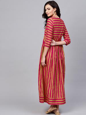 round neck striped maxi dress - 17434702 - Standard Image - 4