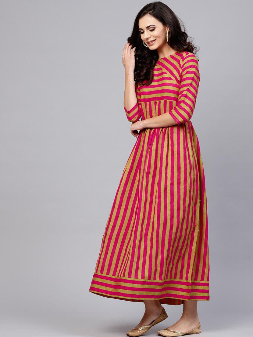round neck striped maxi dress - 17434702 - Zoom Image - 2