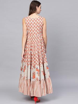 tie up neck printed maxi dress - 17434819 - Standard Image - 3