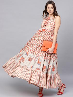 tie up neck printed maxi dress - 17434819 - Standard Image - 4