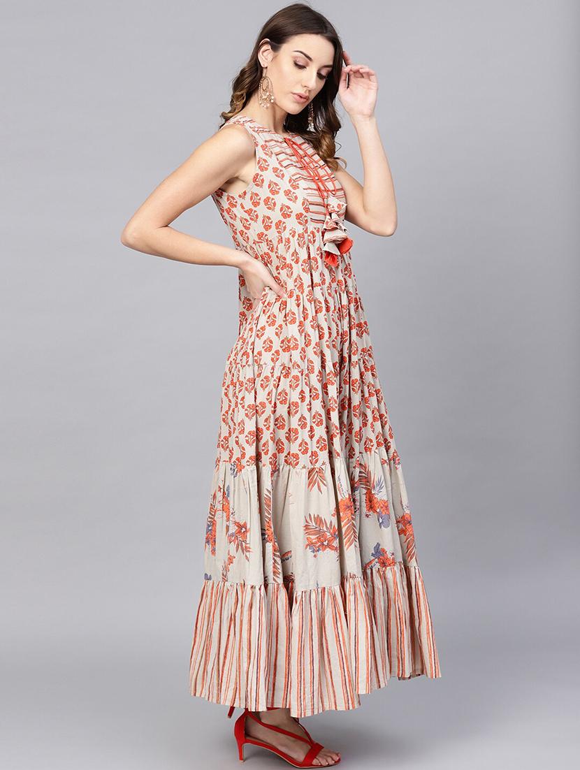 tie up neck printed maxi dress - 17434819 - Zoom Image - 2