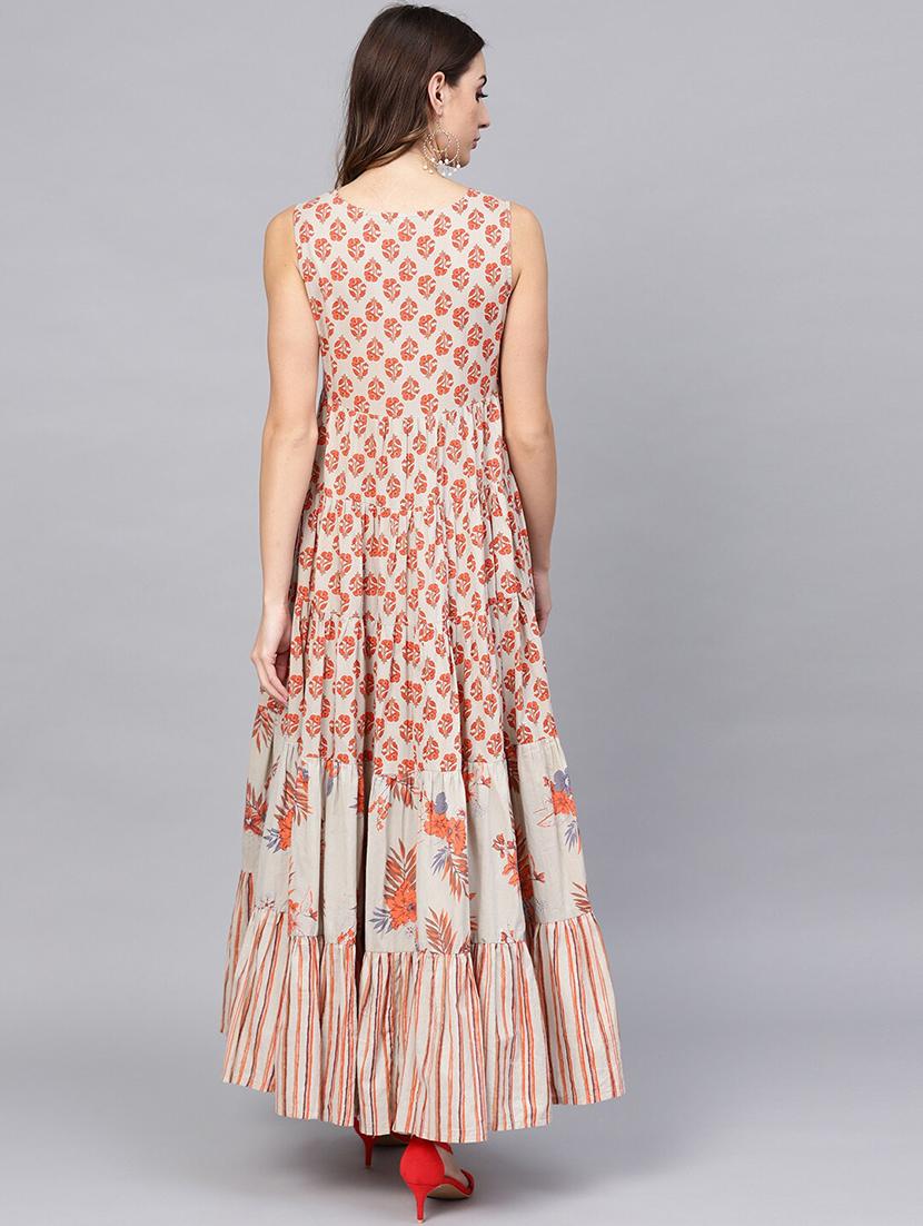 tie up neck printed maxi dress - 17434819 - Zoom Image - 3